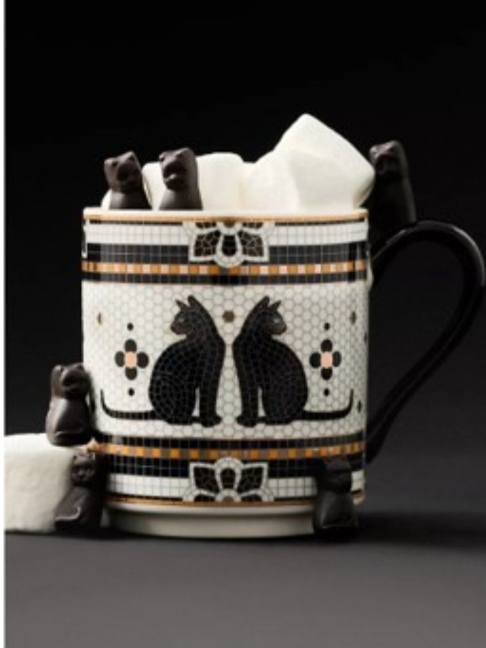 Anthropologie Bistro Tile Stoneware Mug: Halloween Edition - Cat - NWT